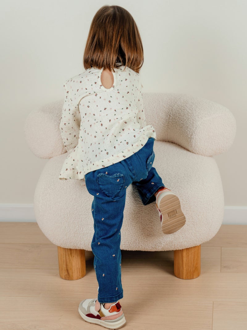 Pantalon en denim brodé Noukie's Bleu - Kiabi