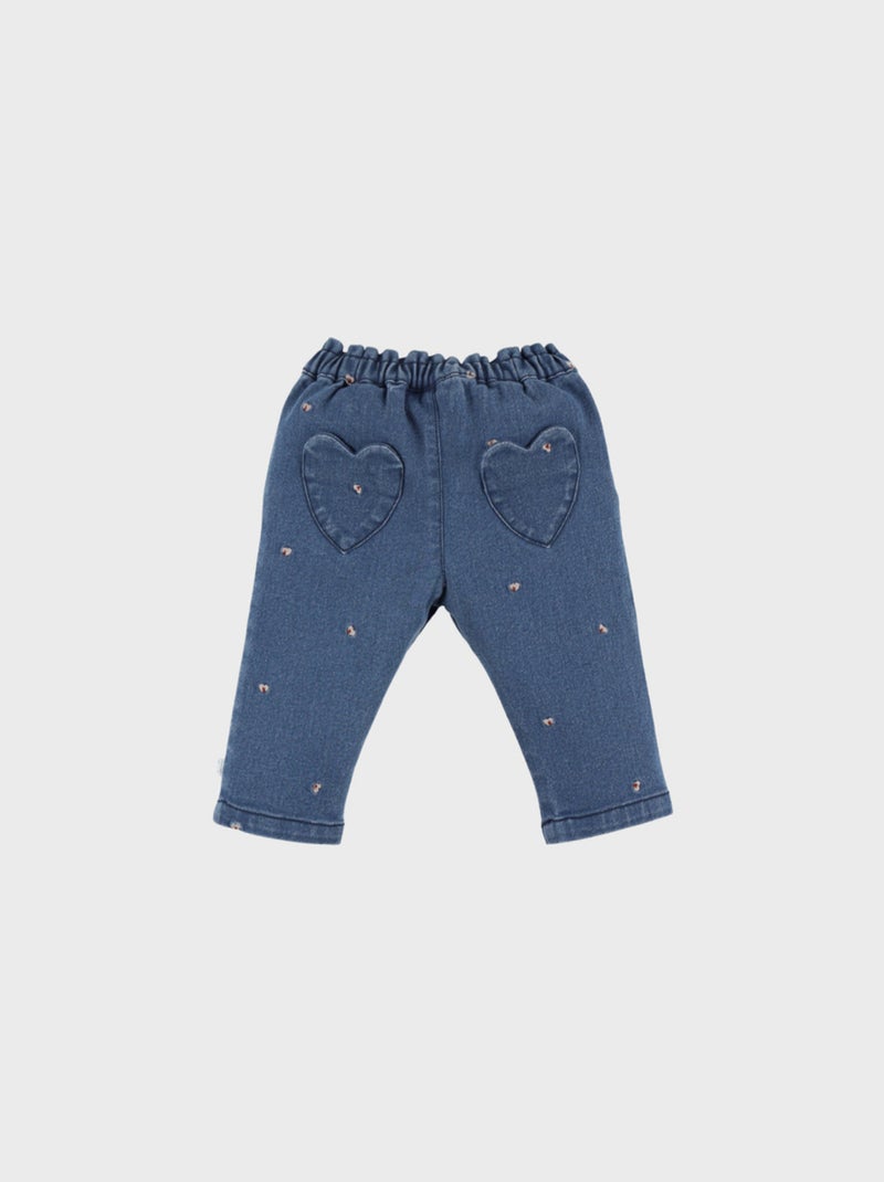 Pantalon en denim brodé Noukie's Bleu - Kiabi