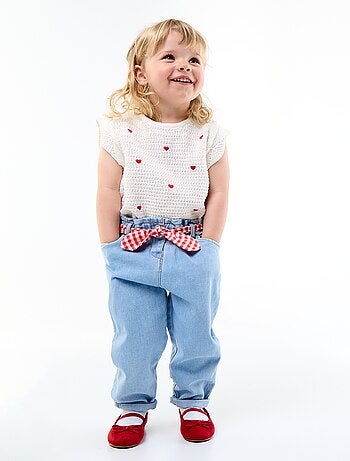 Pantalon en denim + ceinture à nouer