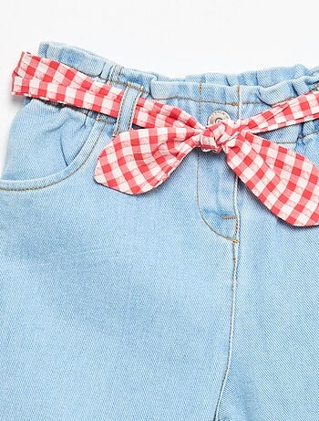 Pantalon en denim + ceinture à nouer