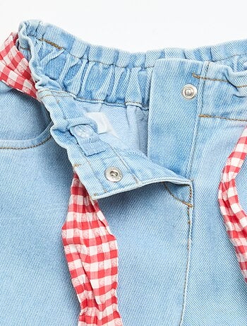 Pantalon en denim + ceinture à nouer