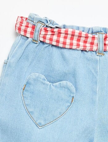 Pantalon en denim + ceinture à nouer