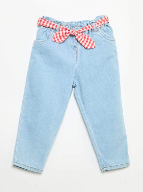 Pantalon en denim + ceinture à nouer - Kiabi