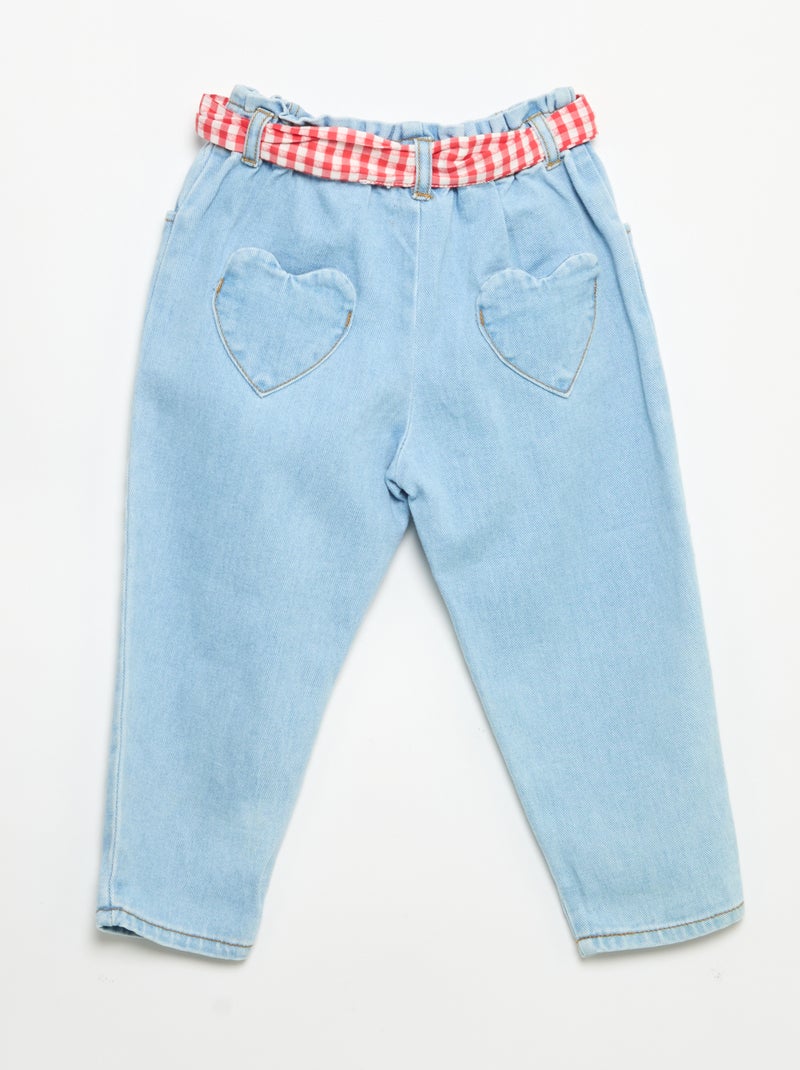Pantalon en denim + ceinture à nouer Blanc - Kiabi