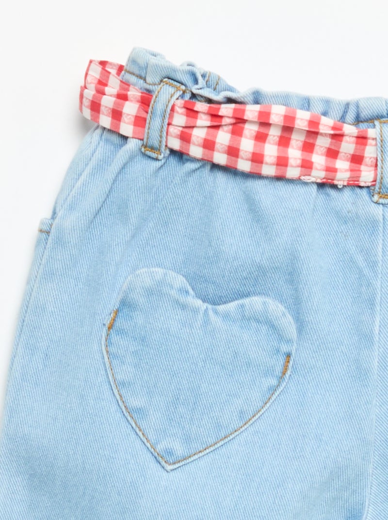 Pantalon en denim + ceinture à nouer Blanc - Kiabi