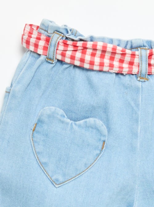 Pantalon en denim + ceinture à nouer - Kiabi Pantalon en denim + ceinture à nouer - Kiabi