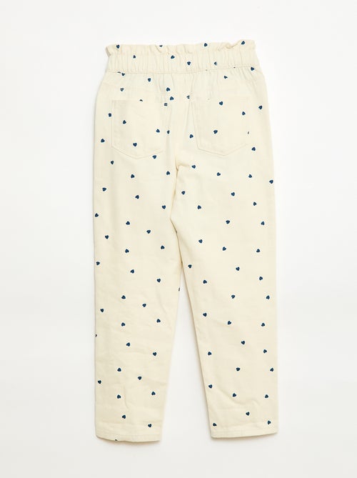 Pantalon en denim coupe mom à motif - Kiabi