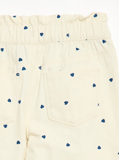 Pantalon en denim coupe mom à motif - Kiabi