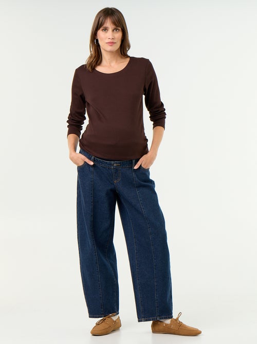 Pantalon en denim de maternité coupe barrel - Kiabi