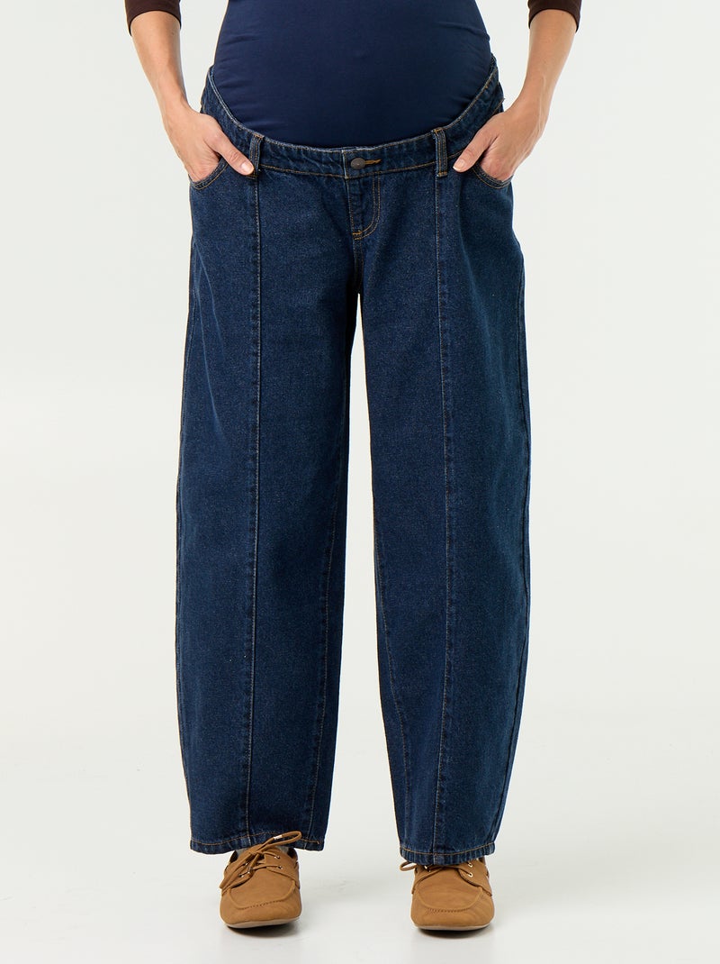 Pantalon en denim de maternité coupe barrel Bleu - Kiabi