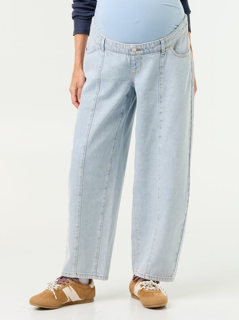 Pantalon en denim de maternité coupe barrel Bleu - Kiabi