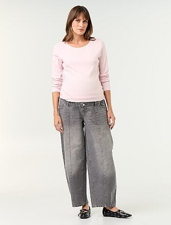Pantalon en denim de maternité coupe barrel
