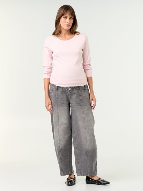 Pantalon en denim de maternité coupe barrel - Kiabi