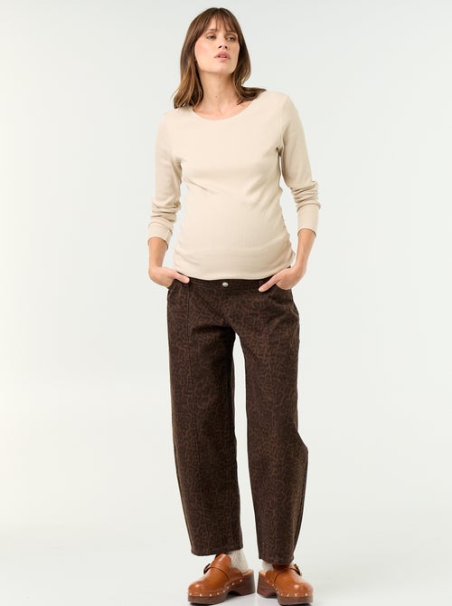 Pantalon en denim de maternité coupe barrel - Kiabi Pantalon en denim de maternité coupe barrel - Kiabi