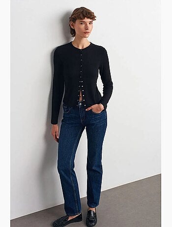 Pantalon en denim droit à taille haute dilvin
