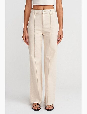 Pantalon en denim femme à taille haute et jambe large dilvin