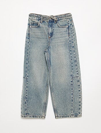 Pantalon en denim fit barrel avec ceinture