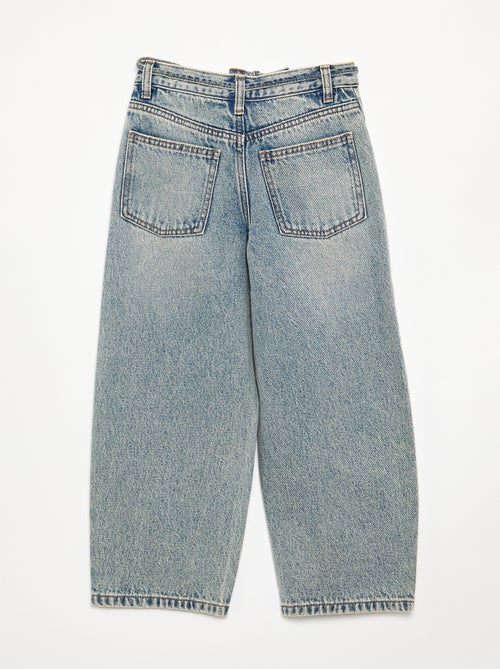 Pantalon en denim fit barrel avec ceinture - Kiabi
