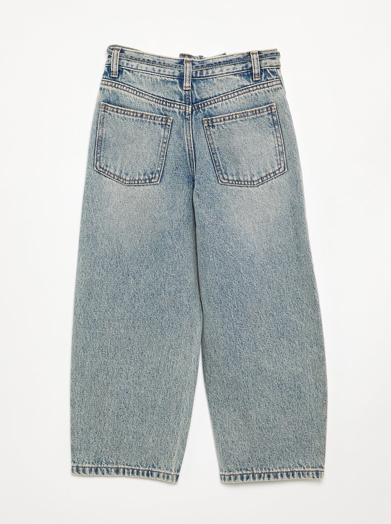 Pantalon en denim fit barrel avec ceinture Bleu - Kiabi