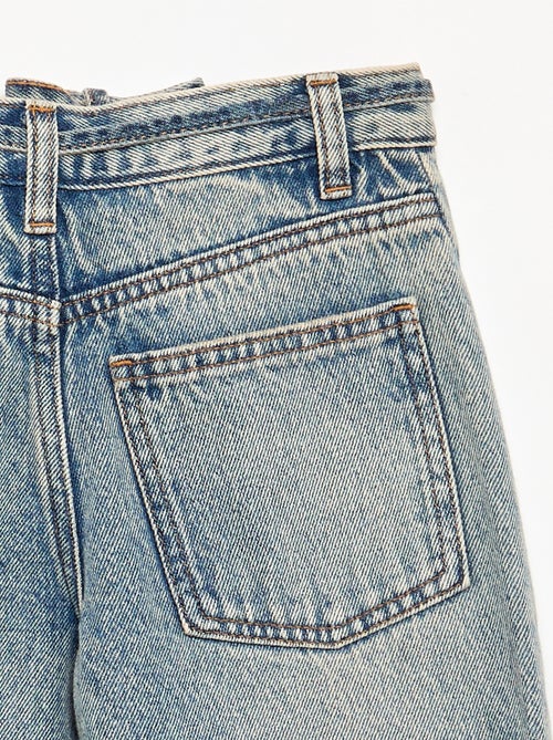 Pantalon en denim fit barrel avec ceinture - Kiabi
