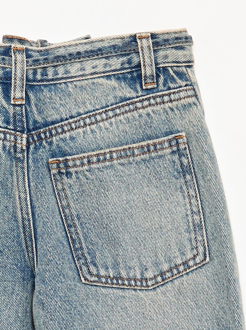 Pantalon en denim fit barrel avec ceinture Bleu - Kiabi