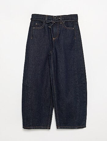 Pantalon en denim fit barrel avec ceinture