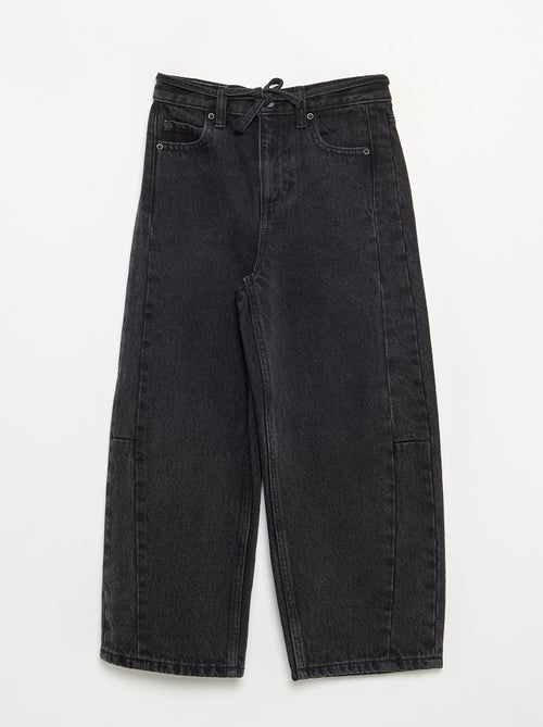 Pantalon en denim fit barrel avec ceinture - Kiabi