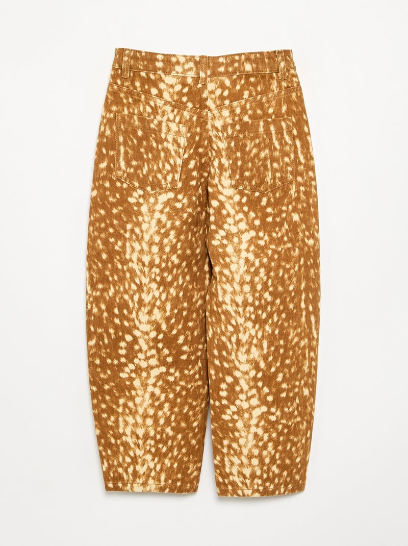 Pantalon en denim forme barrel imprimé 'faon' Beige - Kiabi