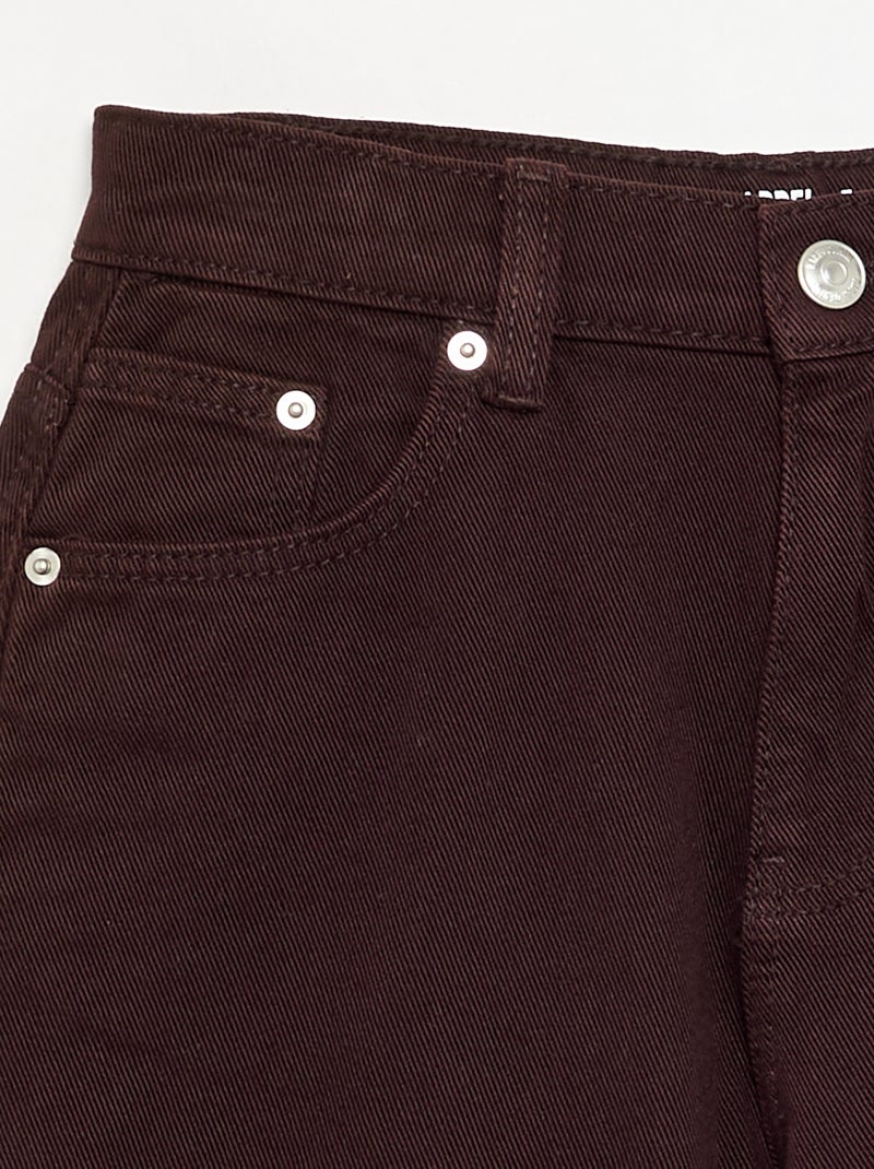 Pantalon en denim forme barrel Marron - Kiabi