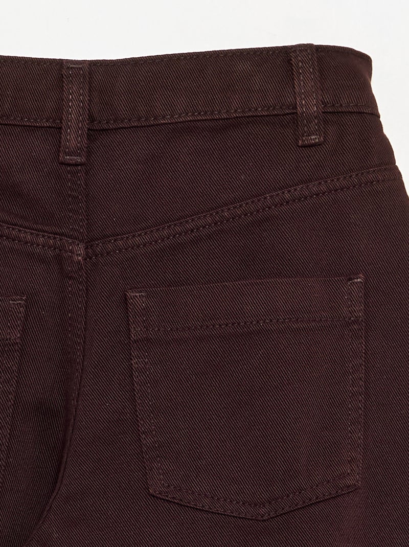 Pantalon en denim forme barrel Marron - Kiabi