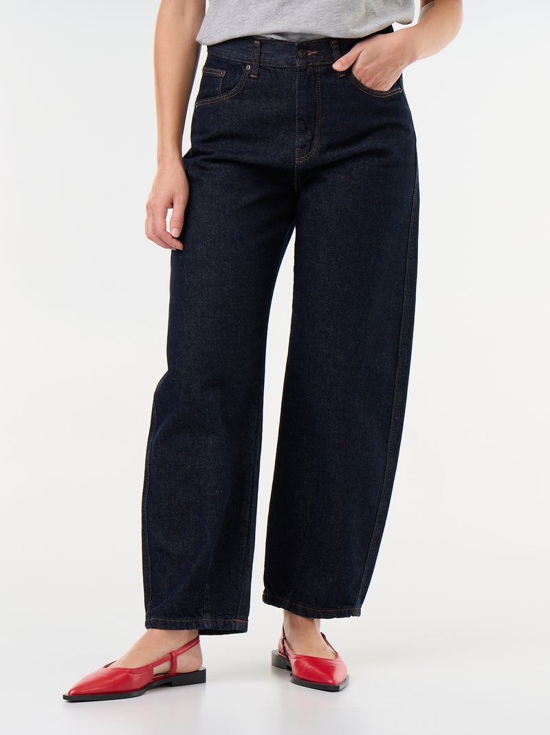 Pantalon en denim forme large barrel Bleu - Kiabi