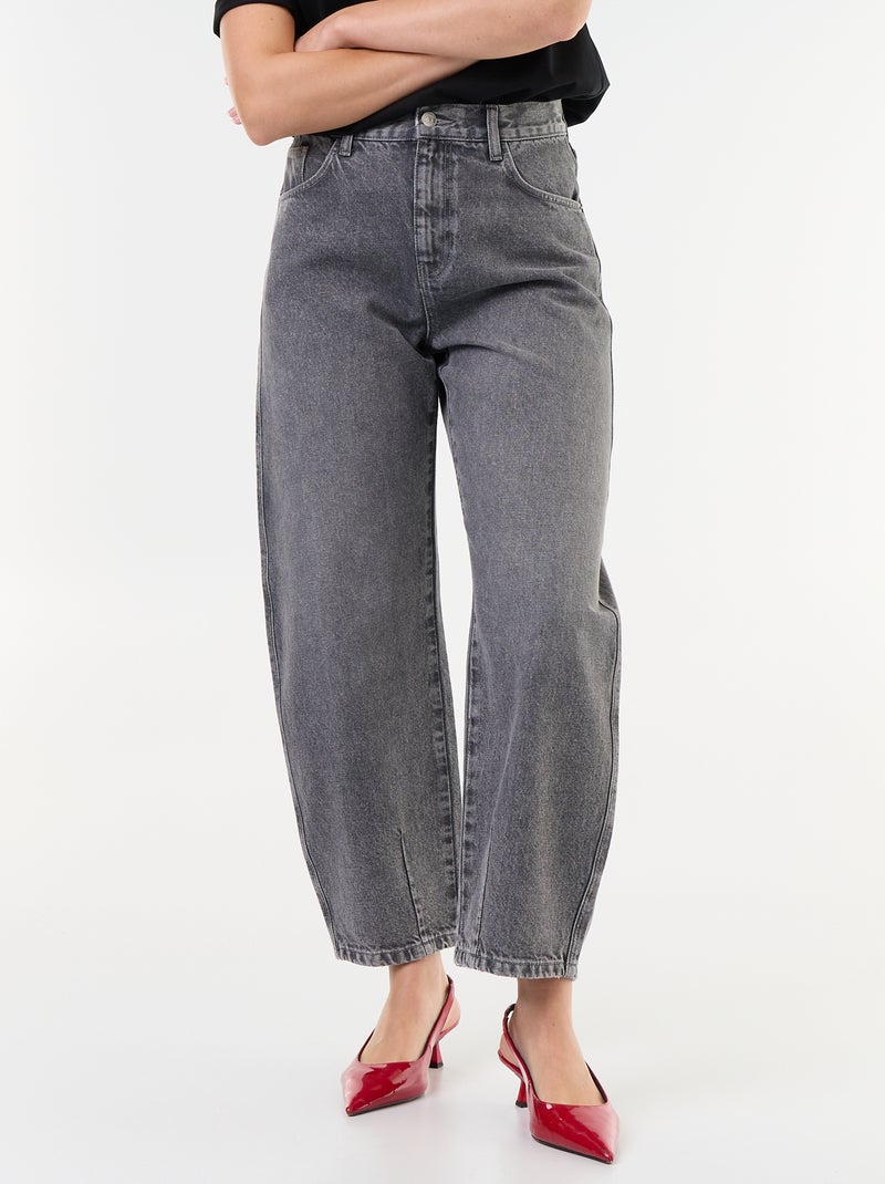 Pantalon en denim forme large barrel Gris - Kiabi