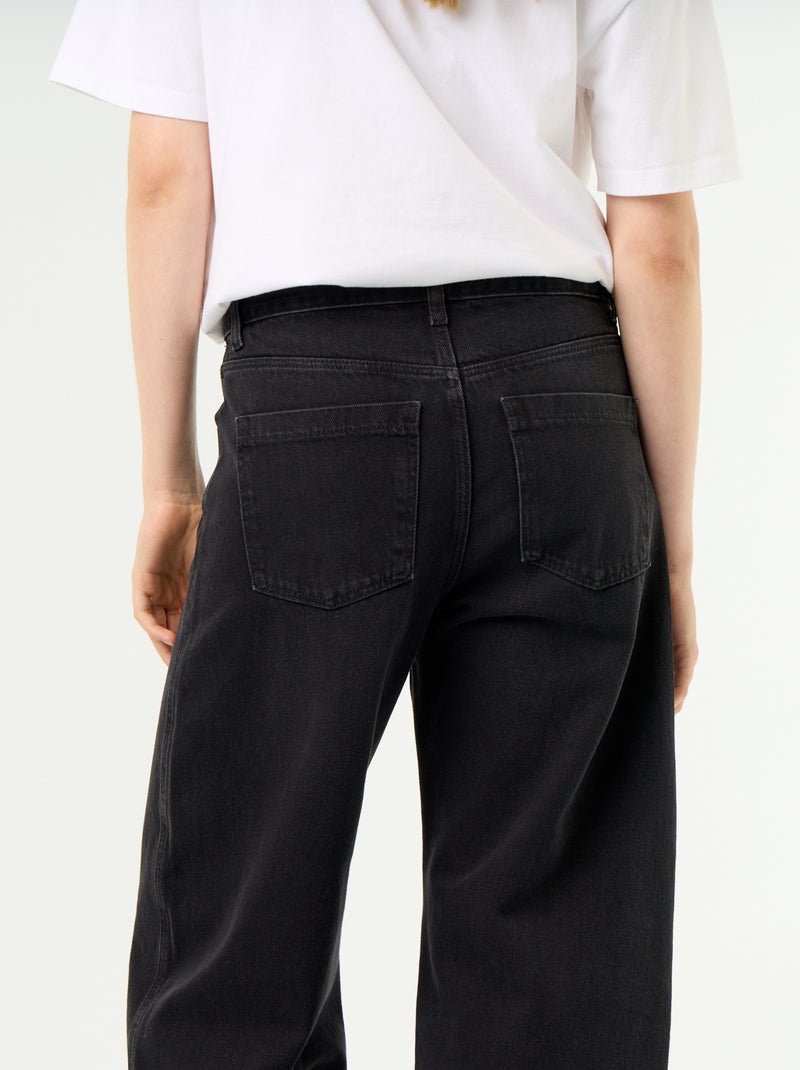 Pantalon en denim forme large barrel Noir - Kiabi
