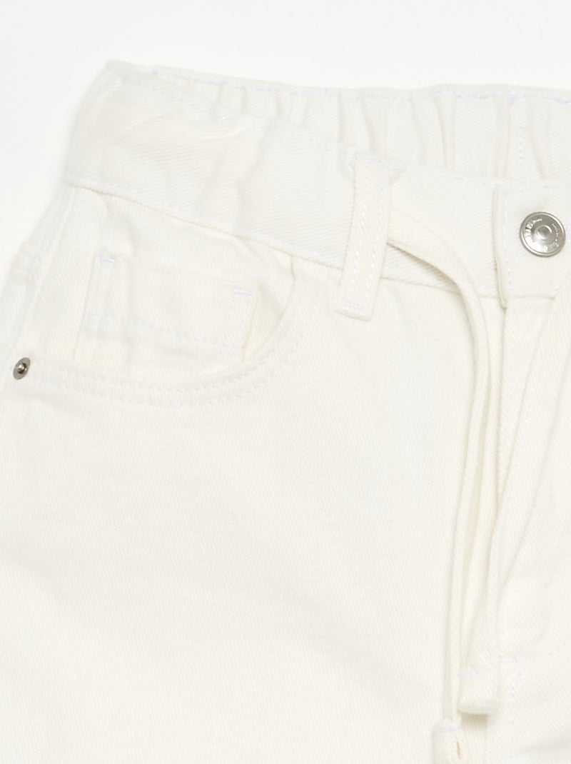 Pantalon en denim forme large Blanc - Kiabi