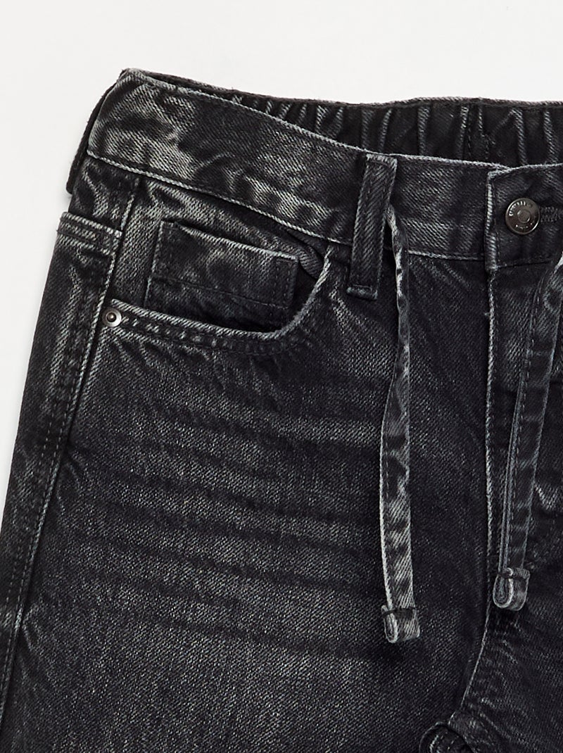 Pantalon en denim forme large Noir - Kiabi
