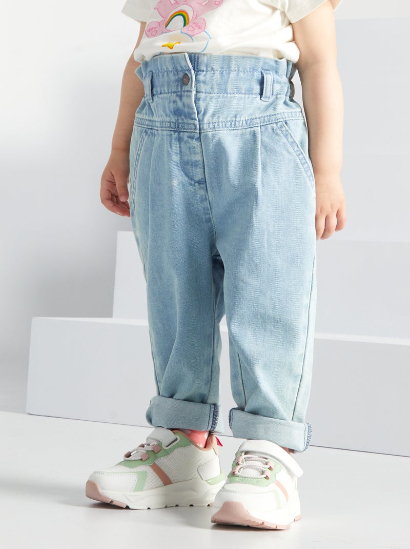 Pantalon en denim paperbag Bleu - Kiabi