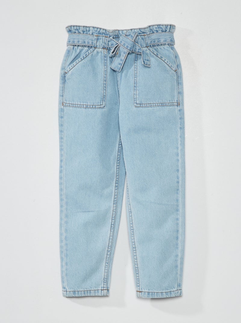Pantalon en denim paperbag Bleu - Kiabi