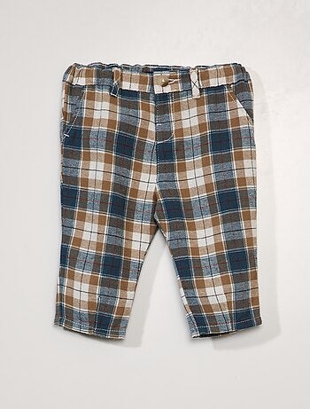 Pantalon en flanelle à carreaux - Kiabi