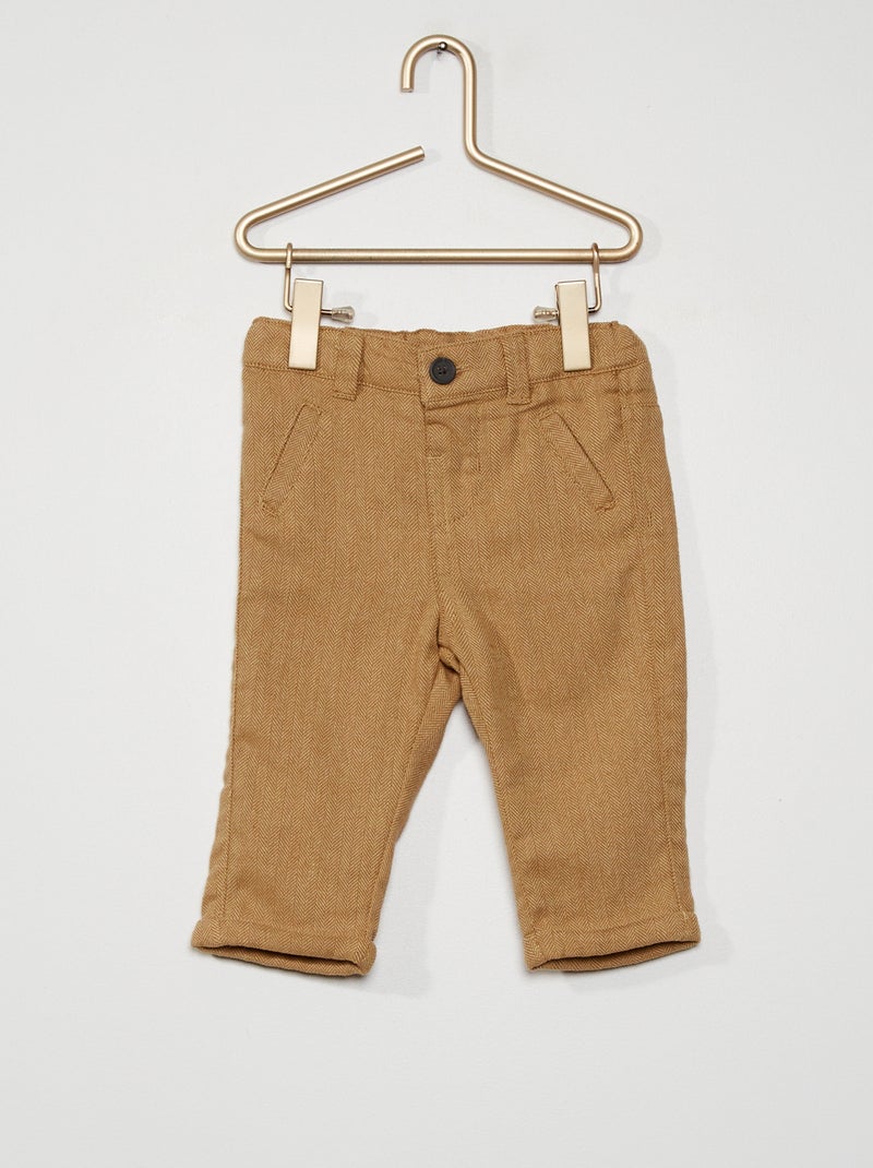 Pantalon en flanelle beige - Kiabi