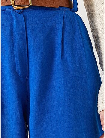 Pantalon en gabardine épaisse à ceinture bianco lucci