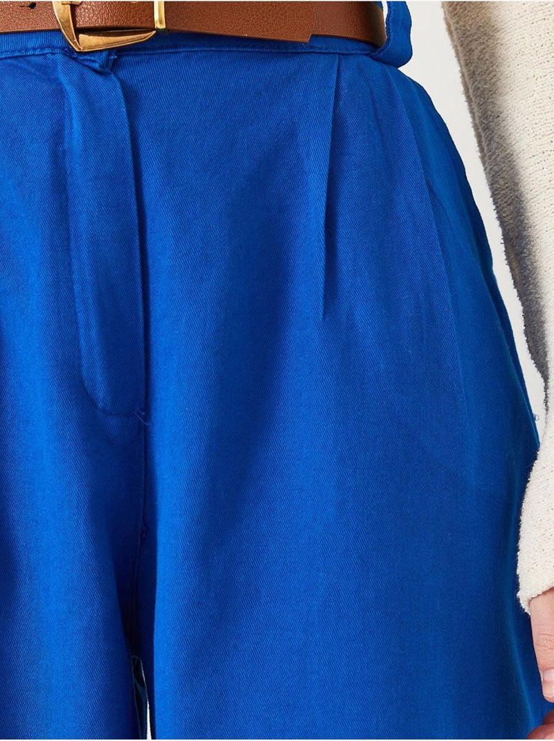 Pantalon en gabardine épaisse à ceinture bianco lucci Bleu électrique - Kiabi