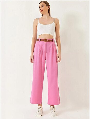 Pantalon en gabardine épaisse à ceinture lucci