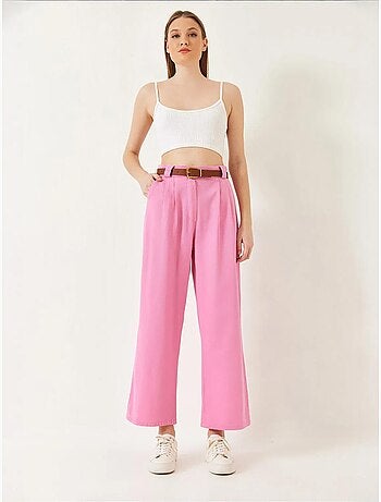 Pantalon en gabardine épaisse à ceinture lucci