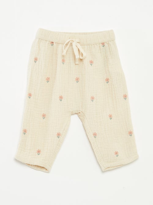 Pantalon en gaze de coton - Kiabi
