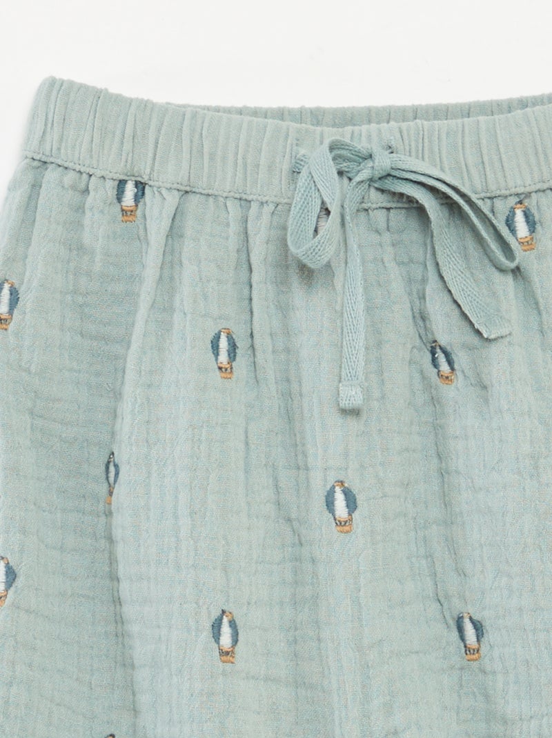 Pantalon en gaze de coton Bleu - Kiabi