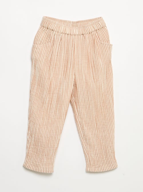 Pantalon en gaze de coton - Kiabi