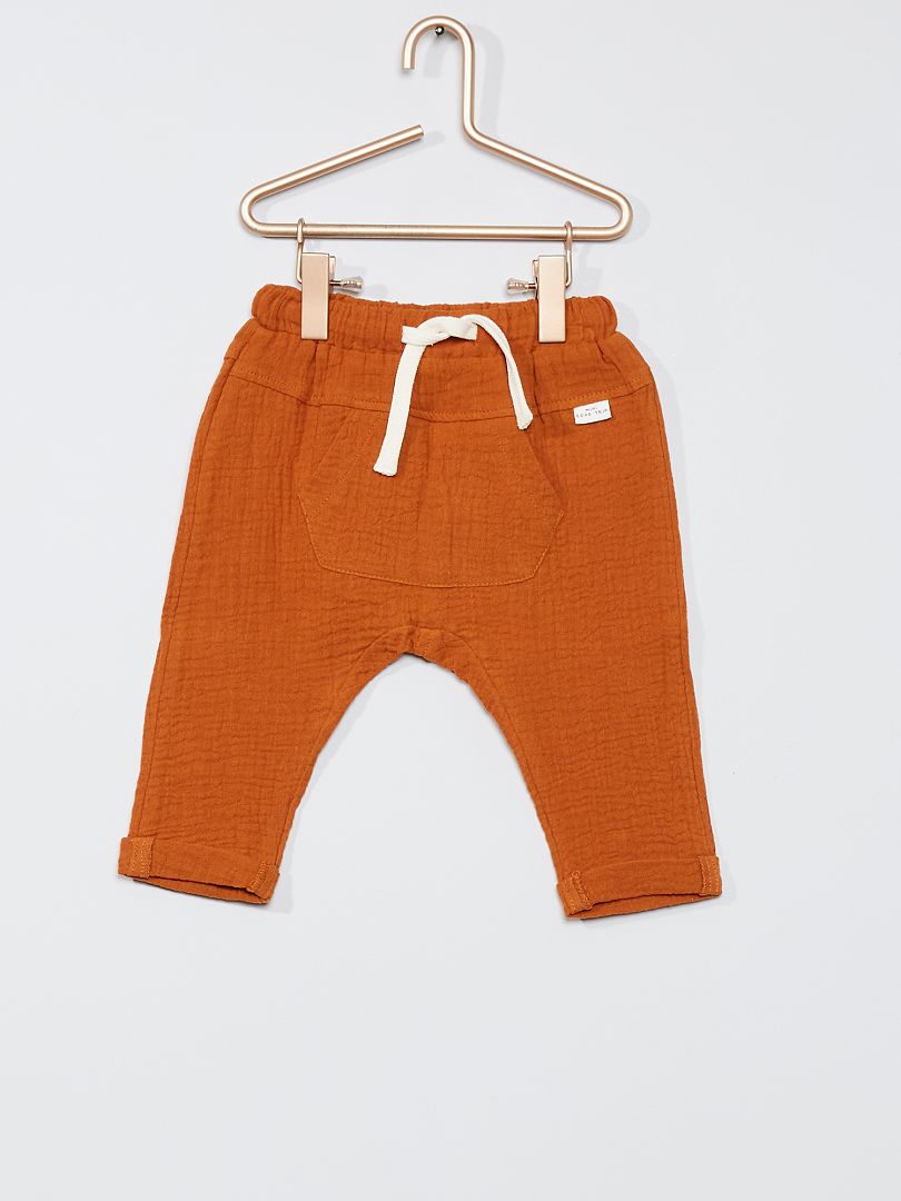 Pantalon bébé chaud en gaze de coton doublée - made in Lyon