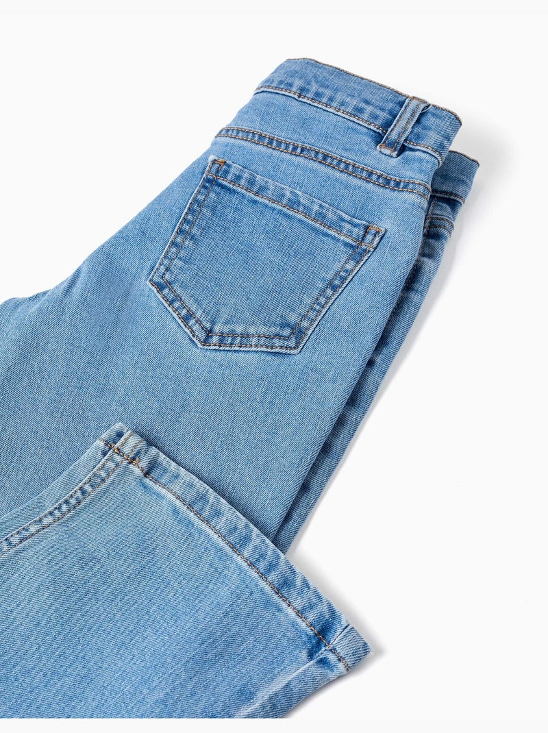Pantalon en jean à coupe droite avec 5 poches Bleu Bleu - Kiabi