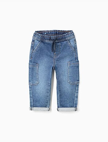Pantalon en jean à coupe droite et poches cargo