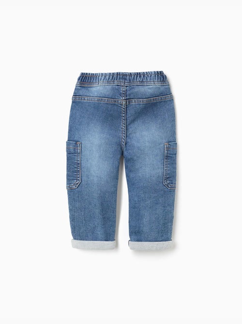 Pantalon en jean à coupe droite et poches cargo - Kiabi